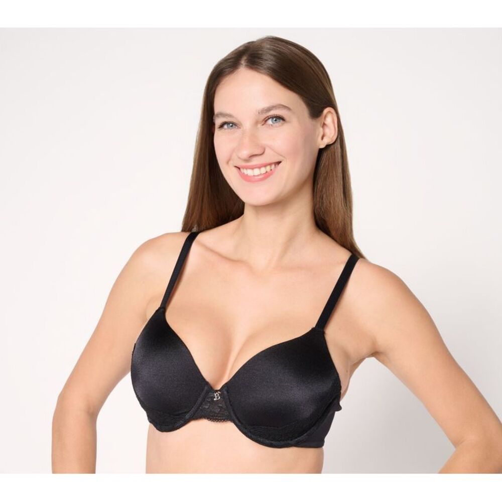 Breezies Women's Bra Sz 38B Natural Curves Lace Trim Underwire Black